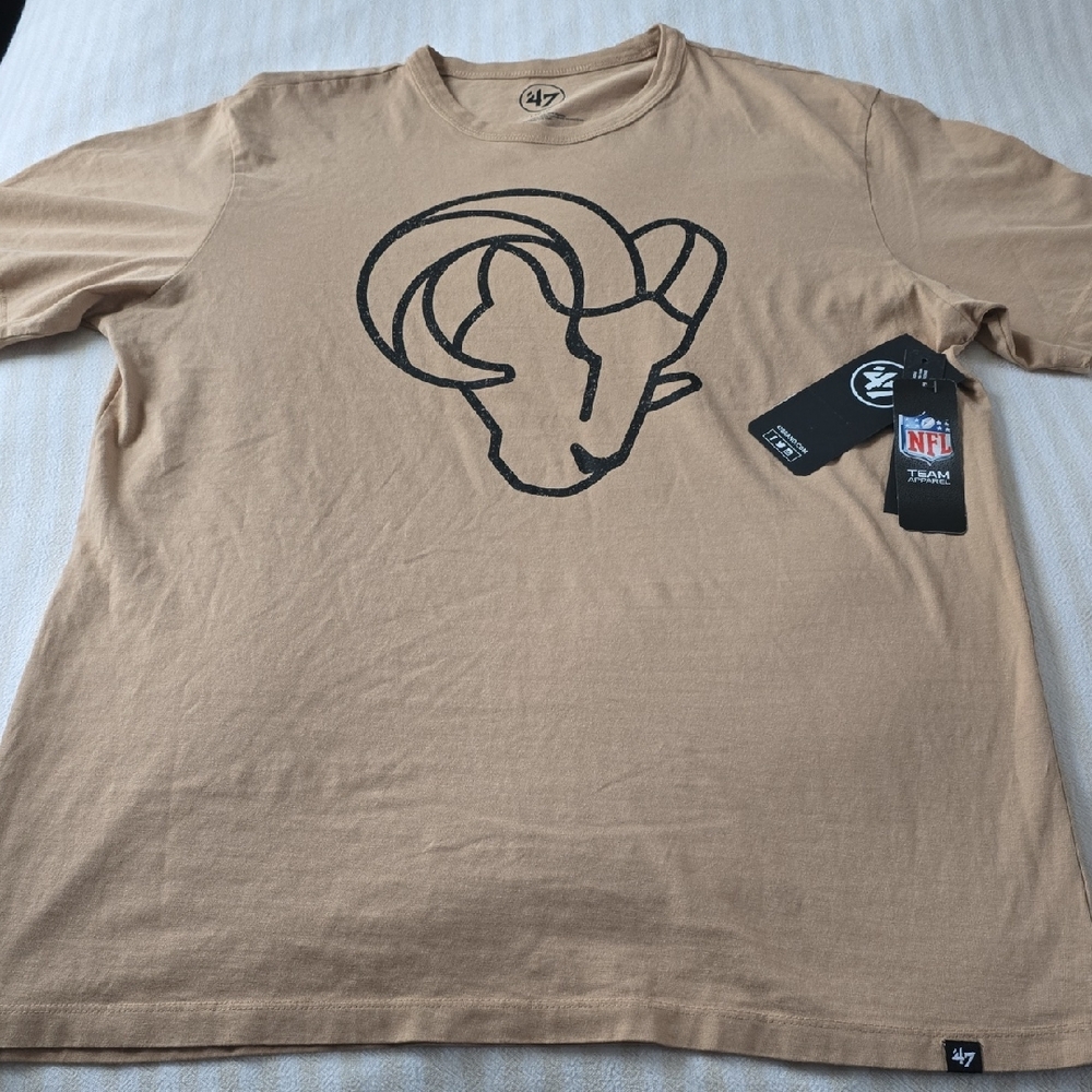 47 Men's LARGE Los Angeles Rams T-Shirt Dusted Khaki